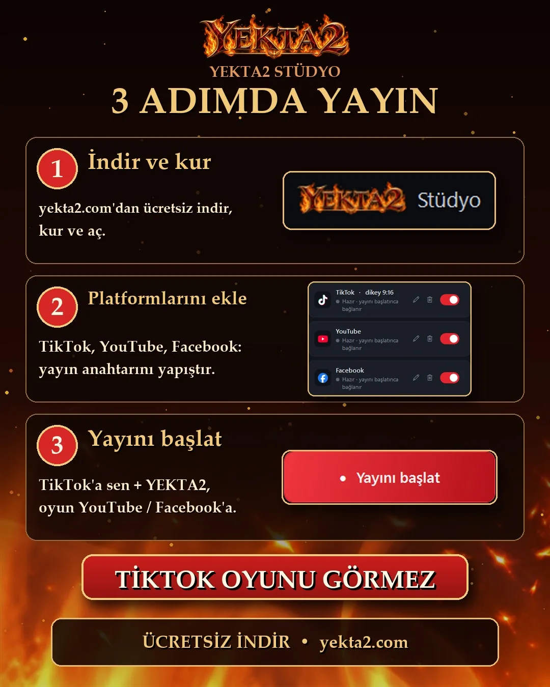 3 adımda yayın